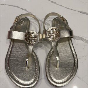 Spark Gold Tory Burch Bryce Flat Thong Sandals - Size 7.5